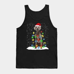 Weimaraner Christmas Santa Hat Xmas Tree Color Lights Tank Top